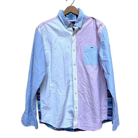 Vineyard Vines Slim Fit Tucker Shirt L – Patchwork Colorblock Button-Up - Picture 1 of 5